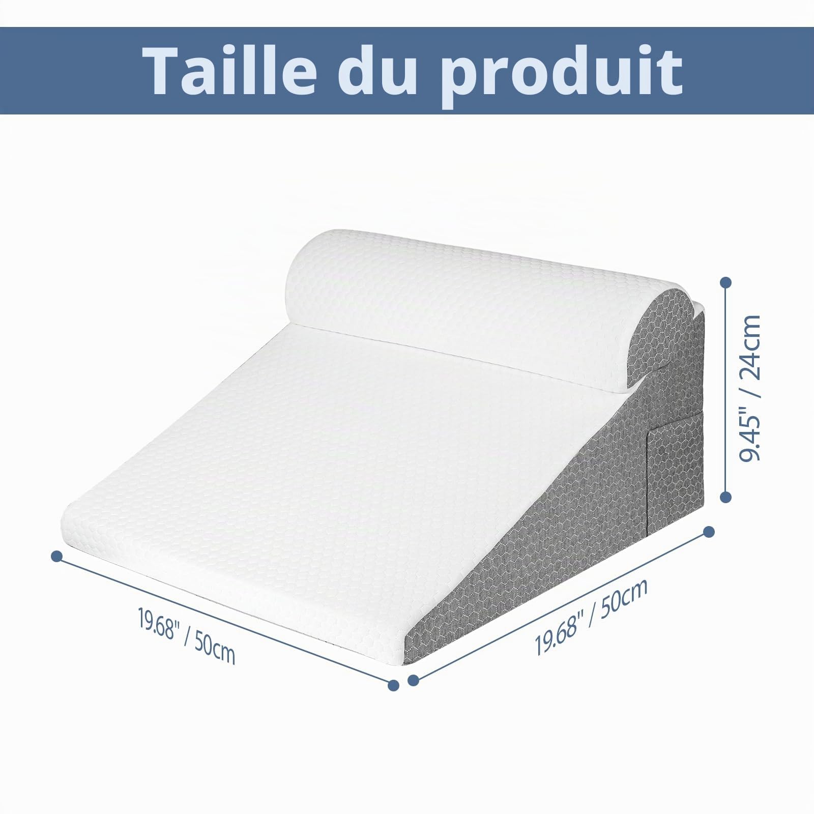 SLIGUY Oreiller Triangle de Coin de Lit, oreillers Triangulaires Pliants en Mousse pour Dormir, Lire, Regarder la télévision, Ajuster Les Oreillers de Soutien du Dos sur Le Lit, Coussin Assis