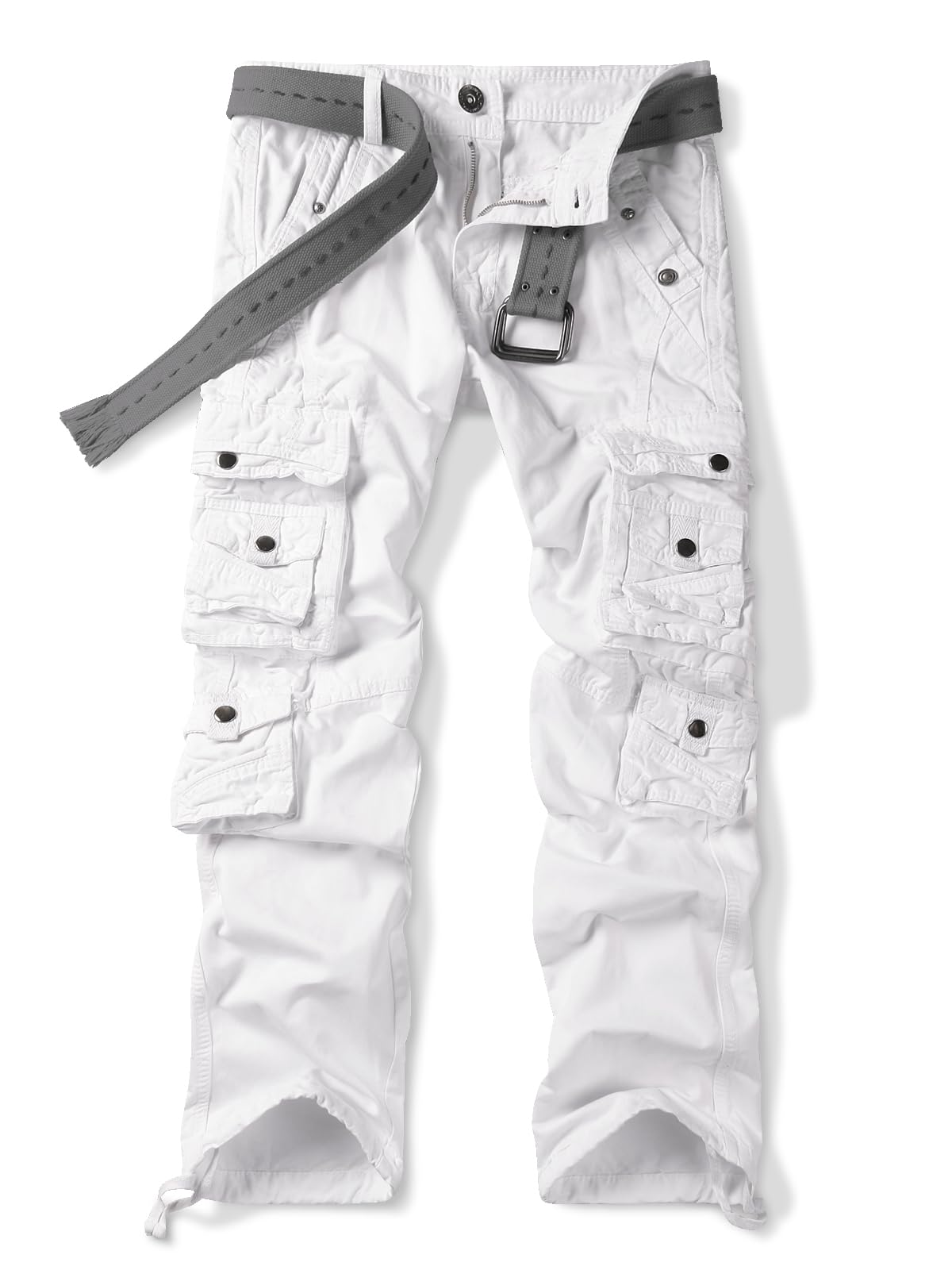 Aeslech Cargohose Herren Baumwolle Arbeitshosen Männer Baggy Reise Outdoor Wanderhose mit Multi Taschen (kein Gürtel)