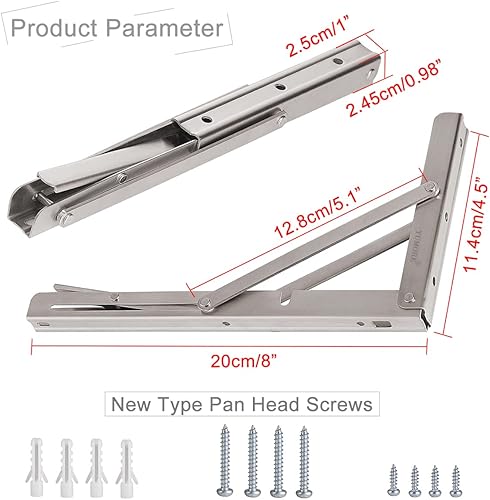 Miniatura 107 de YUMORE Soportes de estante plegables de 24 pulgadas, carga máxima: 330 libras de acero inoxidable resistente soporte de estante plegable para mesa