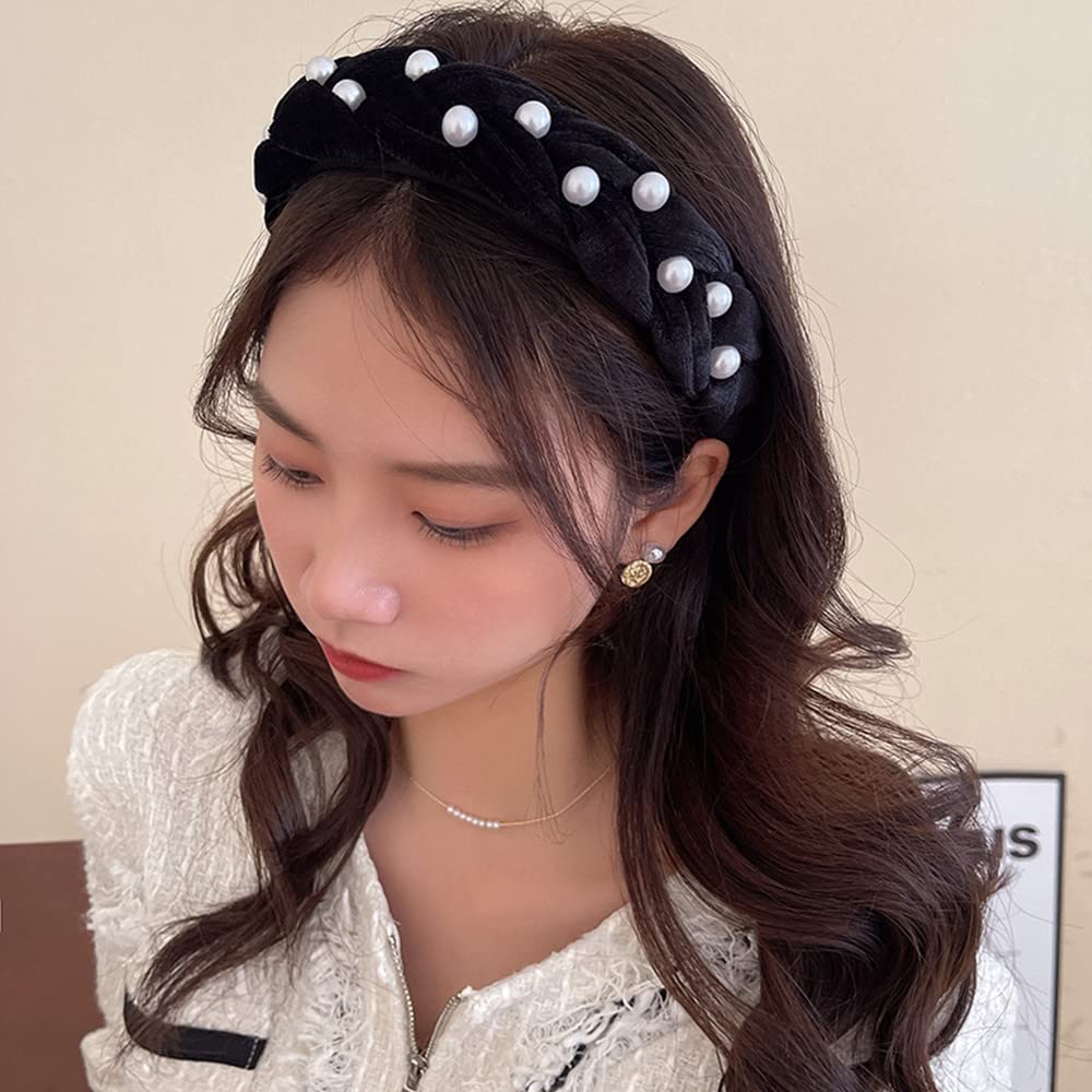 Amazon.co.jp: パールヘッドバンド フェイクパール ベルベット パール 