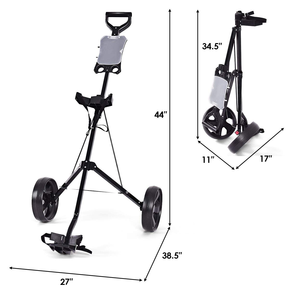 Tangkula Golf Push Pull Cart, Lightweight Foldable 2 Wheels Push Pull