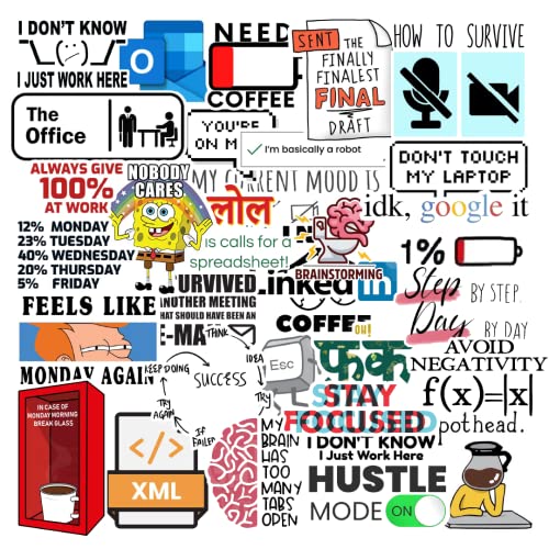 Image of CodersParadise Corporate Office Stickers | Waterproof Vinyl Self-Adhesive Stickers for Laptop, Journal, Scrapbook, Diary, Guitar & Mobile Phone | Residue-Free, Durable 5.1x7.6x5.1 cm (Pack of 60)