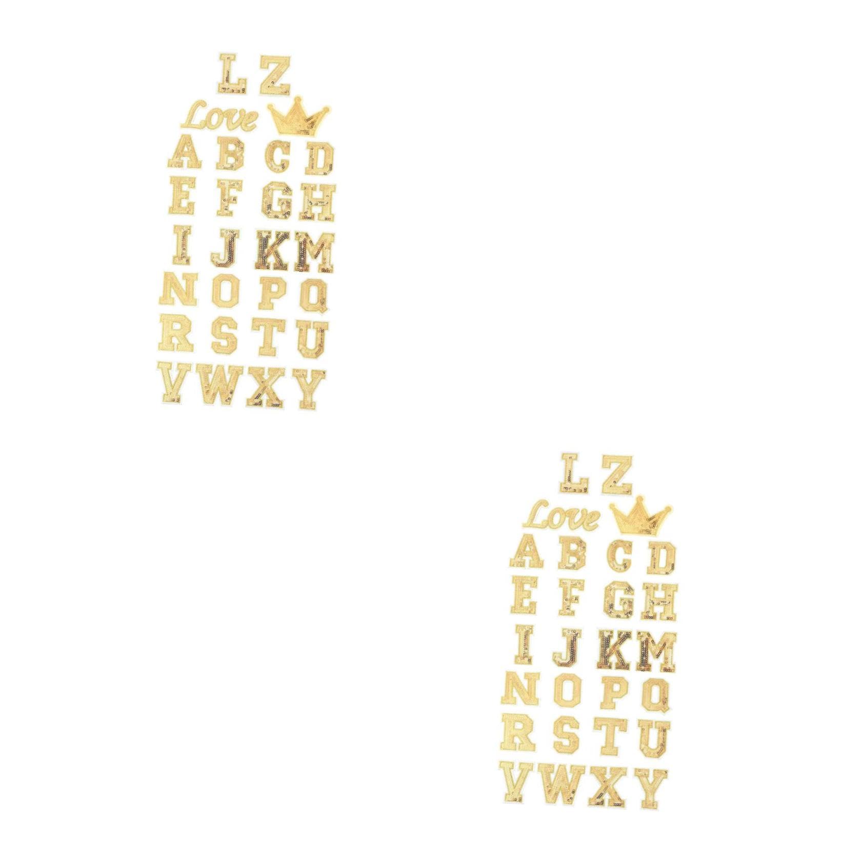 EXCEART 112pezzi Toppe Termoadesive Paillettes Oro Con Lettere Alfabeto Per Decorare Abbigliamento e Accessori Per e Riparazioni