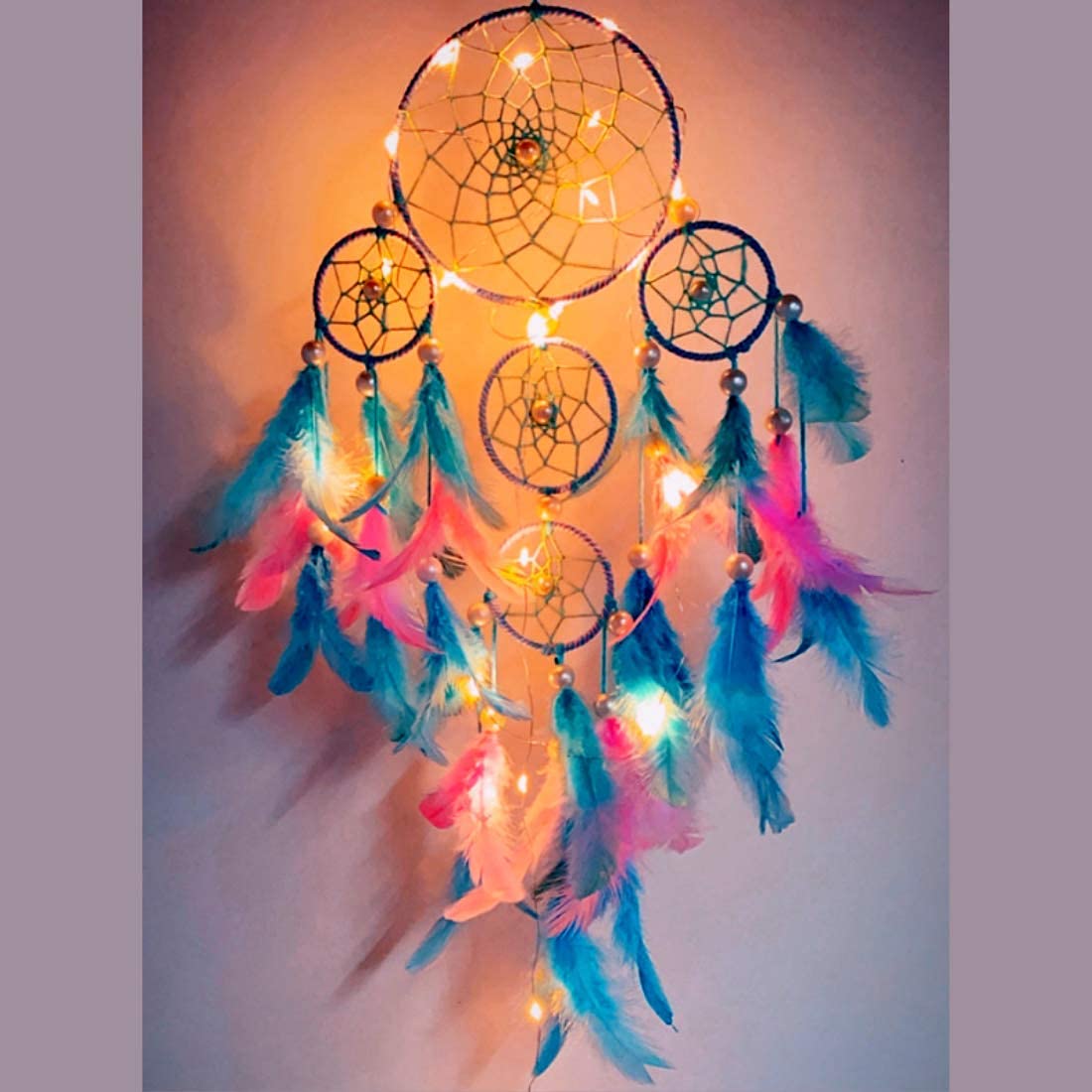 Bindian Dream Catcher for Home Decor, Bedroom, Living Room, Wall Hanging, with Light (Color 18)-image-39