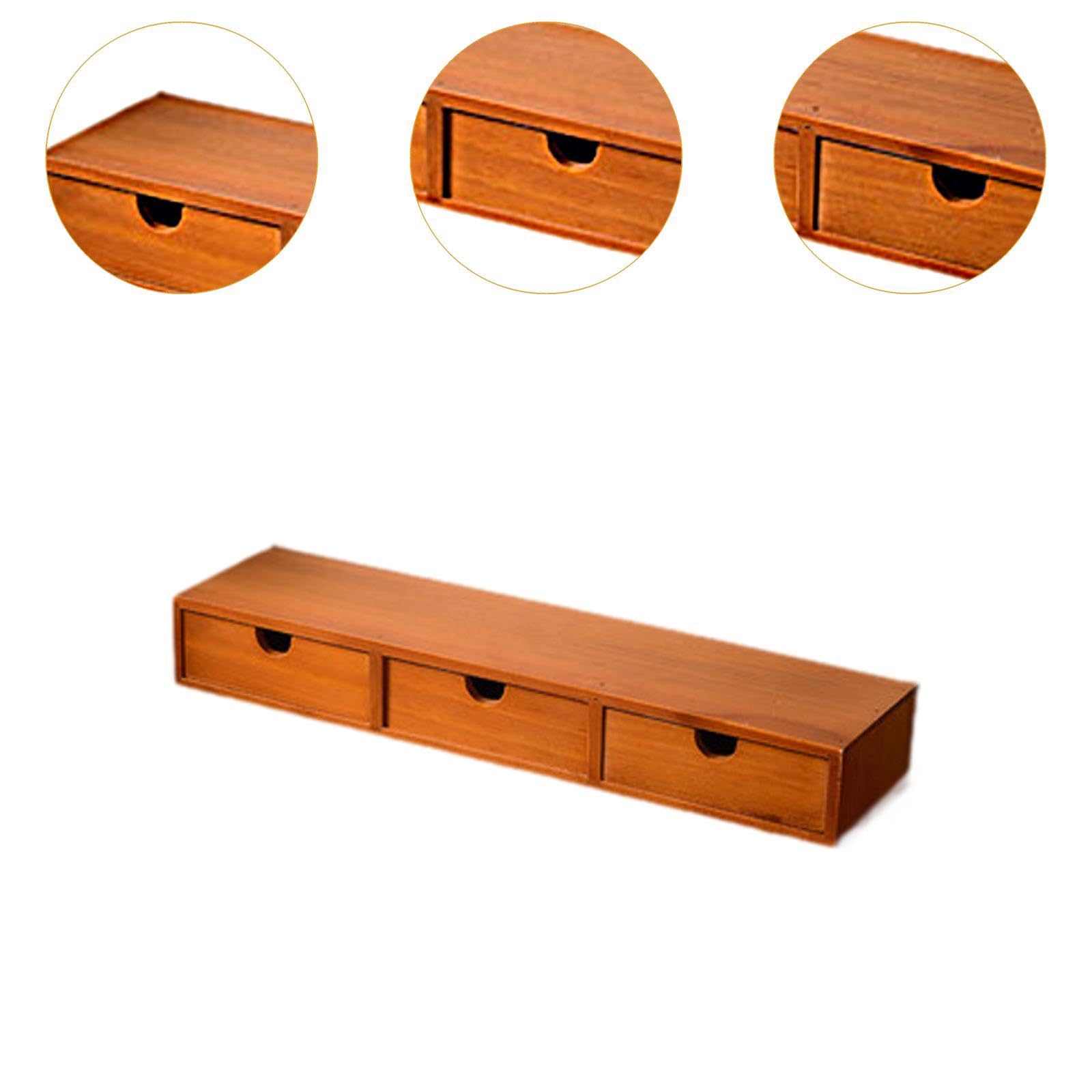 Organizzatore Da Scrivania con Cassetto, Scatola Portaoggetti in Legno, per Trucco, Uso Quotidiano, Stile Rustico, Contenitore, Porta Capsule di Caffè, 49cmx12cmx7cm
