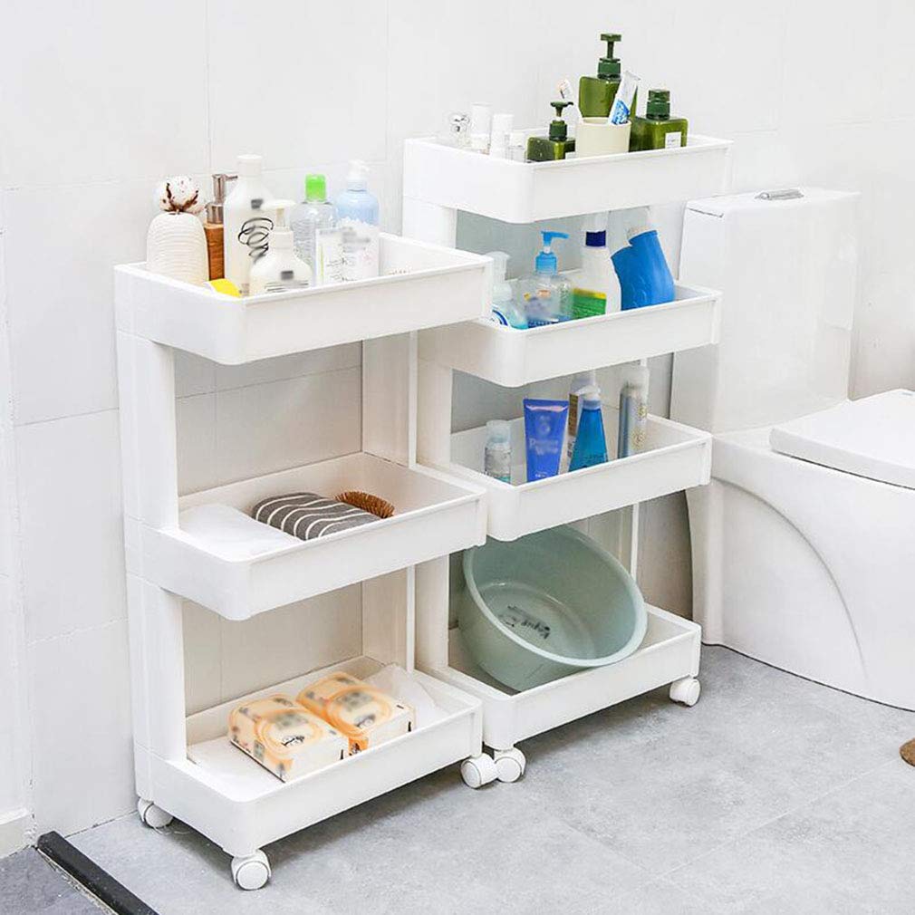 Estante de Almacenamiento en la Cocina Estante para Lavabo Estante Movible Alta Capacidad 3/4 Capas Baño de plástico Inodoro LINGZE