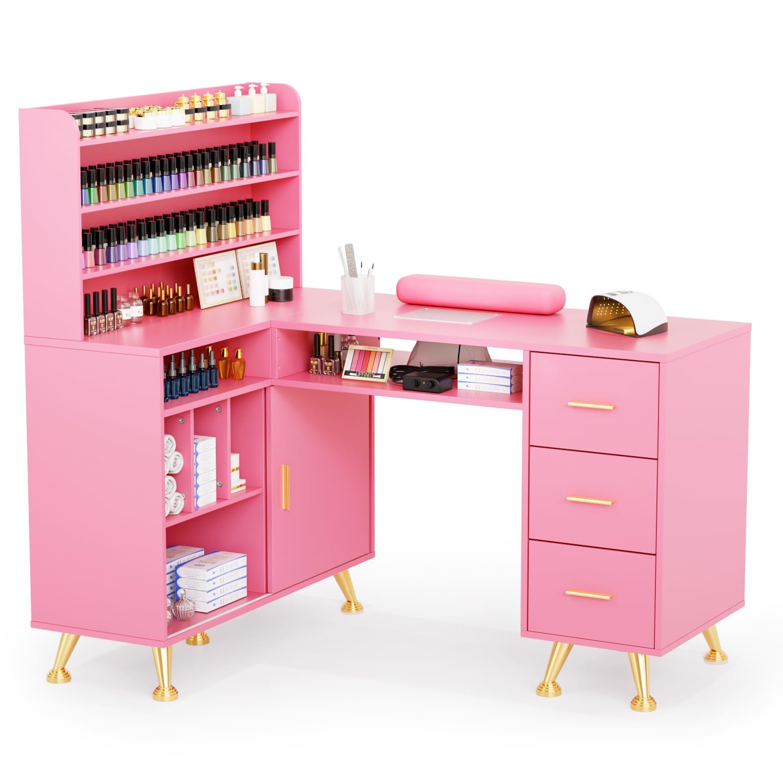 OmySalon L Shaped Manicure Table - manicure tables | Mubboo