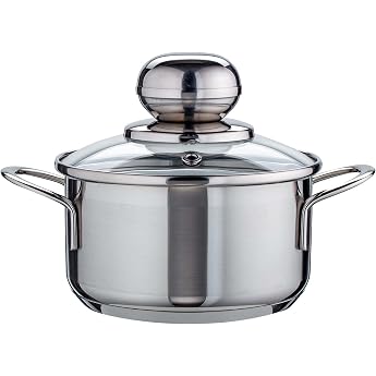 Level One Stainless Steel Cooking Pot 12 cm 0.8 L with Glass Lid for
