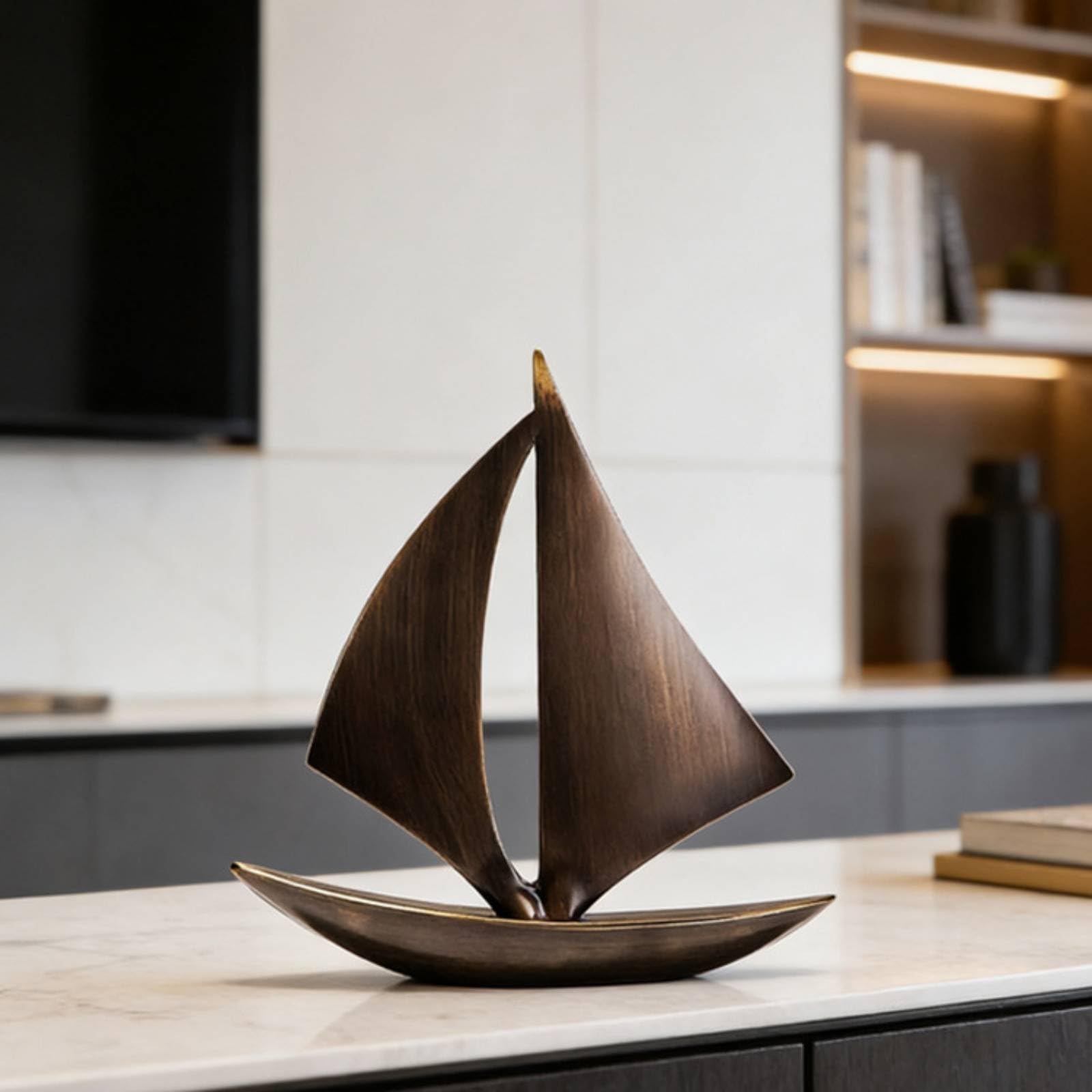 Barca a Vela Decorativa Elegante Modello di Barca a Vela Marittimo Modello di Veliero per Soggiorno, Modello Da Tavolo