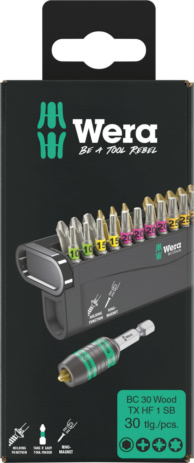 Wera 05057437001 Bit-Check 30 Wood TX HF 1 SB, zestaw bitów, 30-częściowy