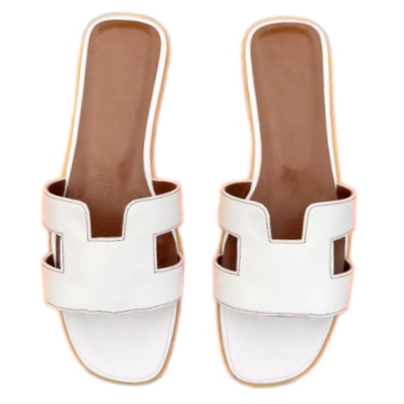 Chanclas Sandalias De Diapositivas Banda H Las Mujeres, Zapatos Planos Soporte Arco, Cuero Cómodas para Uso Diario La Playa Oficina-m-37-european Sizes