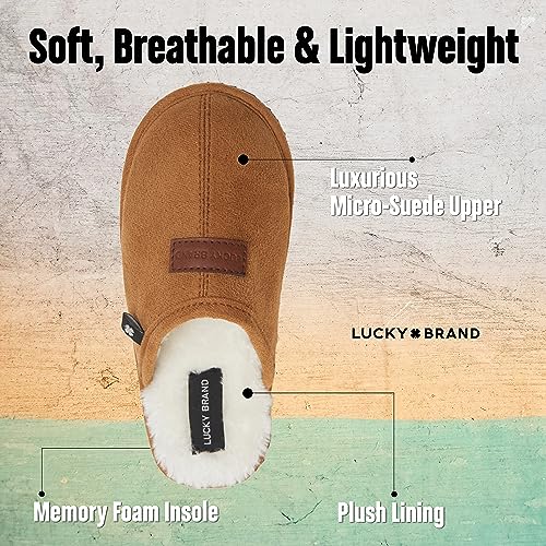 Image of Lucky Brand Mens Microsuede Memory Foam Sherpa Clog Slippers, Warm Fuzzy Bedroom Slipper, Comfortable Indoor Outdoor House Shoes