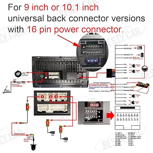 Miniatura 7 de Cable de arnés de retrofit de energía estéreo de radio de coche de 16 pines para Hyundai Elantra IX35 IX45 Tucson 2016  20 Kia K3K5 KX5 KX7 con
