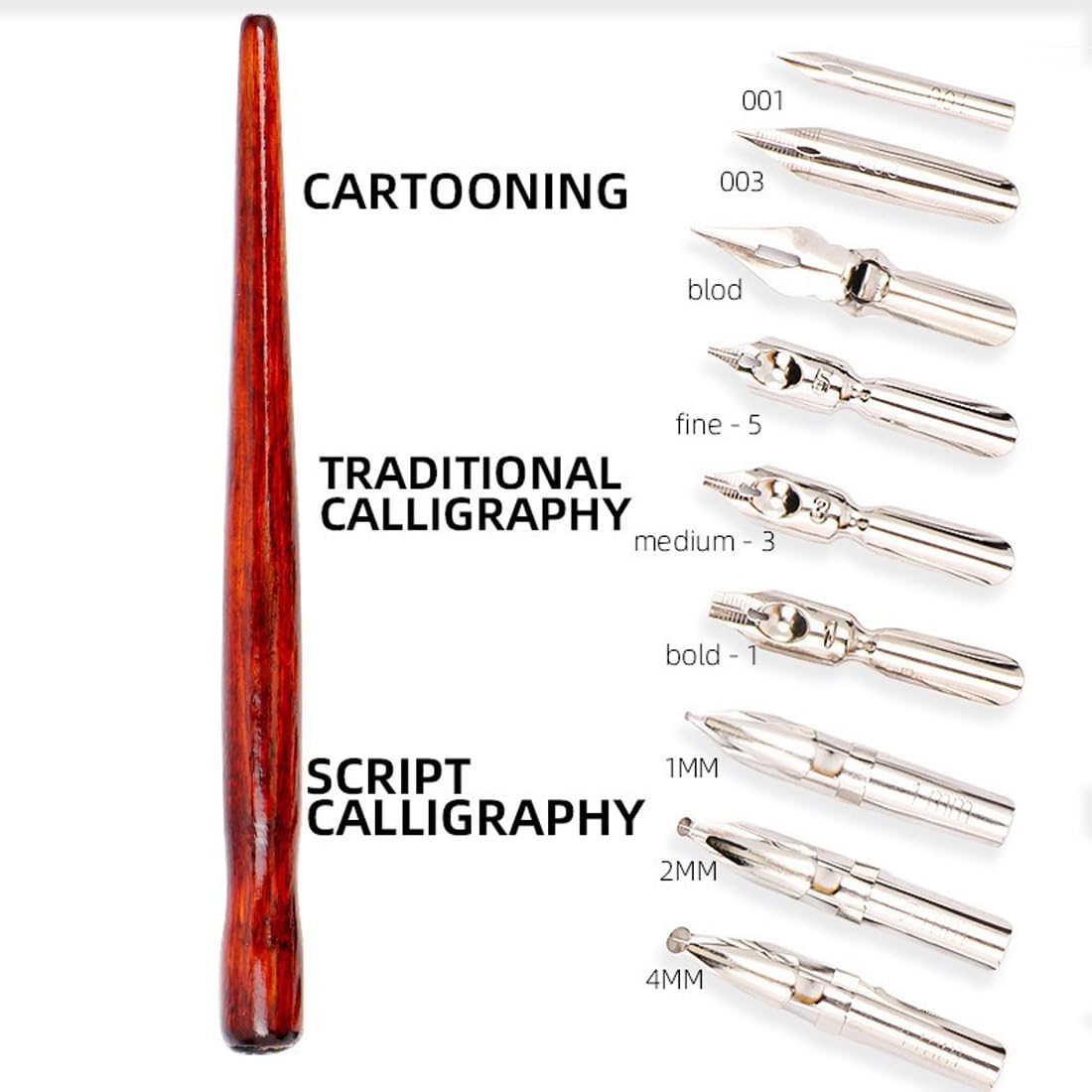 Federhalter und Halter Set mit 1 Federhalter 9 Federn Comic Stiftspitzen Kalligraphie Tauchstift Zeichenfeder Schönschreibfüller Schreibfeder Stifthalter Kalligrafie Set für Künstler