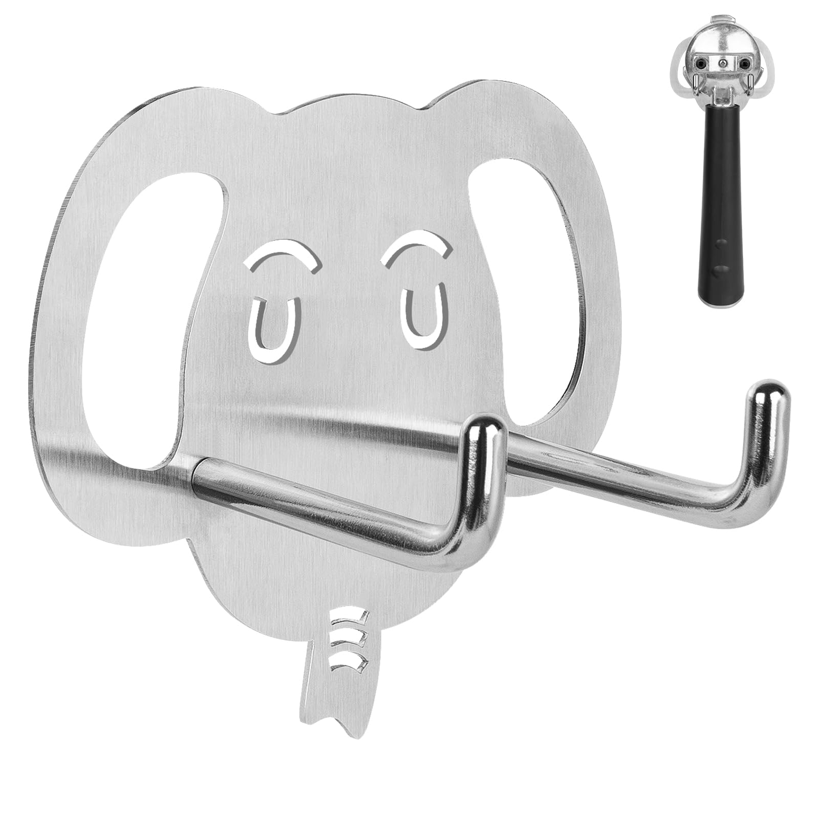 Adorila Espresso Portafilter Stainless Steel Wall Mount, Elephant Pattern Self Adhesive Coffee Tamper Holder, Espresso Portafilter Hanger for 51mm 54mm 58mm Portafilter