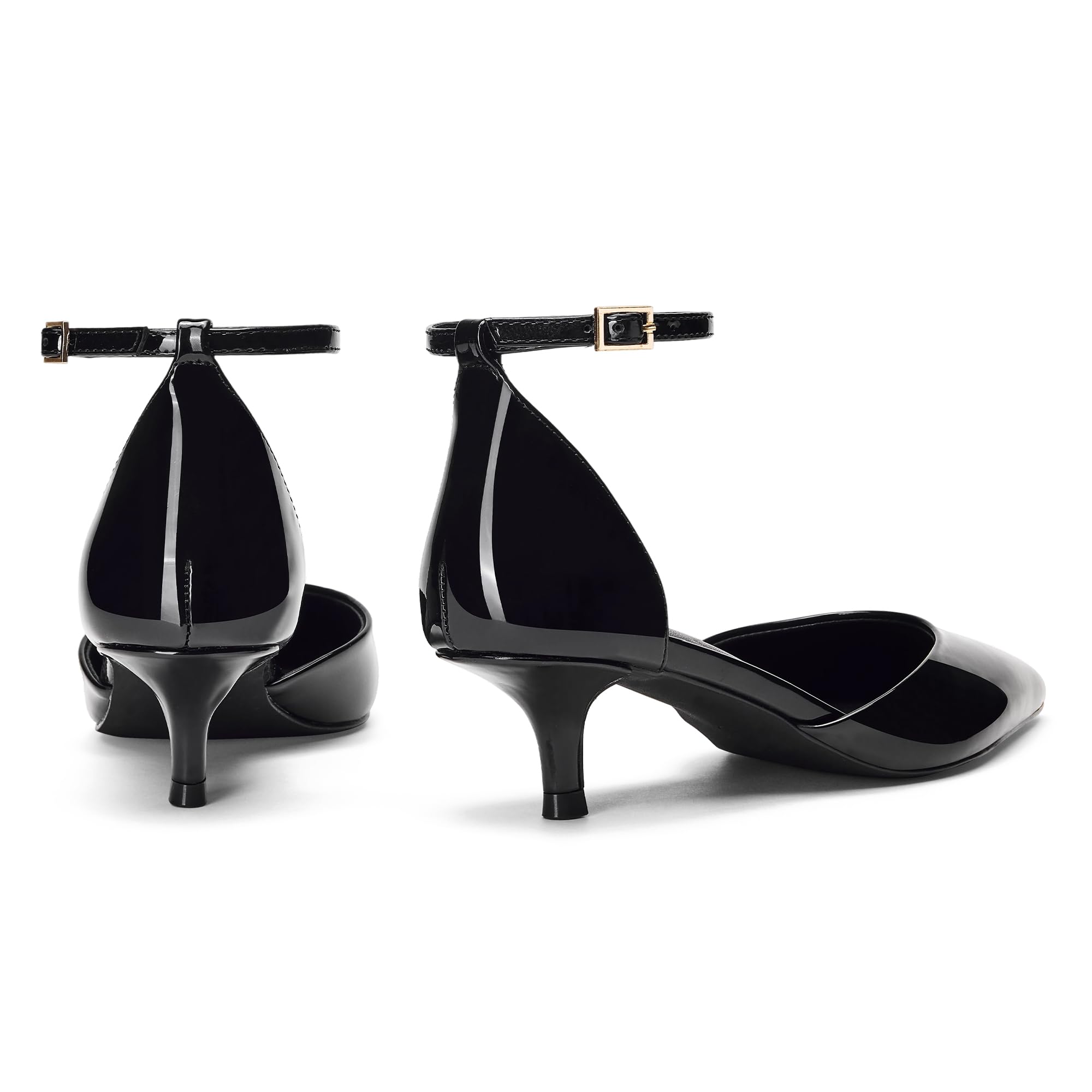 GENSHUO Décolleté D’Orsay da Donna con Tacco Basso, Punta Chiusa Affusolata, Tacco 5 cm, con Cinturino alla Caviglia per Matrimonio, Lavoro e Uso Quotidiano