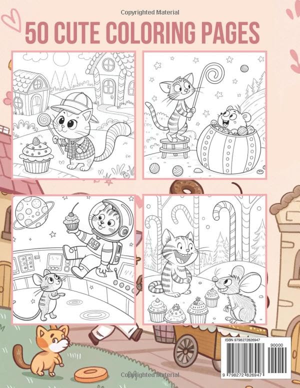 Cupcakes & Crimes: A Cute and Funny Coloring Book Set in a Cozy Dessert World — Featuring One Naughty Cat, a Stressed Mouse & Silly Cupcake Heists | Whimsical Coloring Fun for Adults and Teens image 3