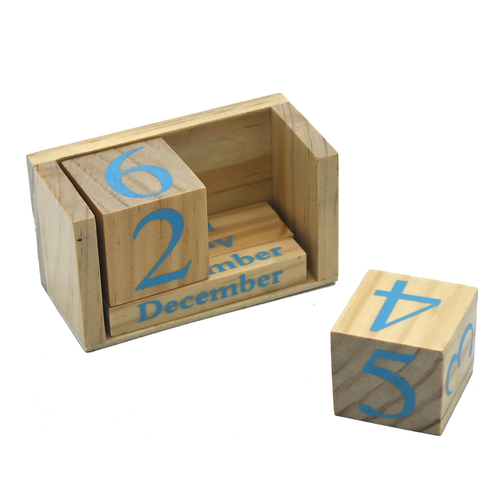 Photo 1 of MICKYU Desk Calendar 2023-2024, Wooden Block Perpetual Calendar Month Date Display, Farmhouse Classroom Office Decor