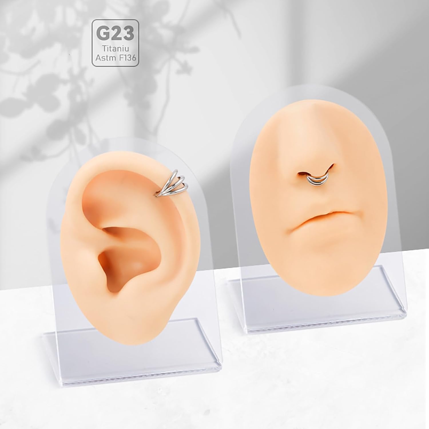 SHOWNICE 3PCS Nose Rings G23 Titanium Septum Rings Double Hoop Nose Ring Conch Piercing Cartilage Earrings Nose Piercing Jewelry for Women and Men - Image 4