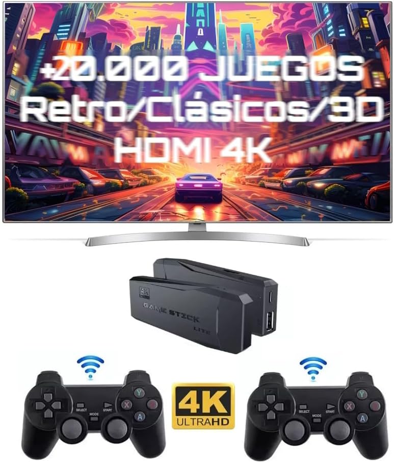 LEVEL25 Consola Retro +20000 Juegos Clásicos 2D 3D Incluye 2 Mand...