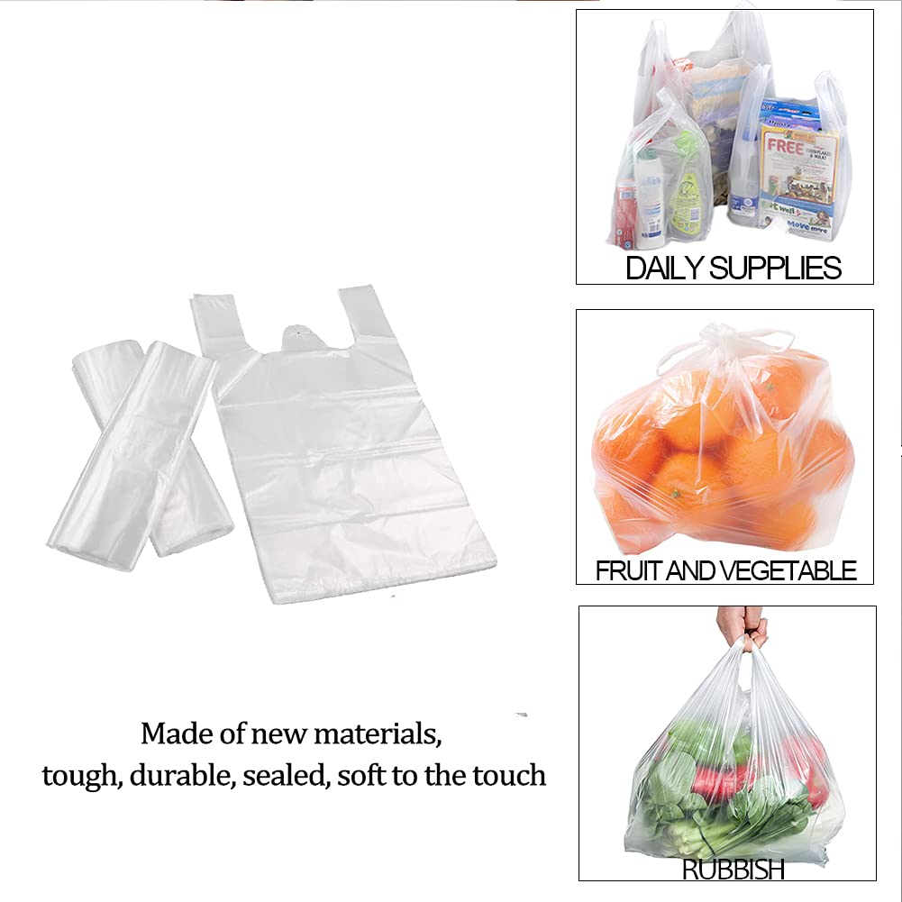 200 pz Sacchetti Trasparenti in Plastica con Manici Gilet Stile Sacchetti Buste per Spesa Nuovi Materiali riutilizzabile - 30 * 45cm