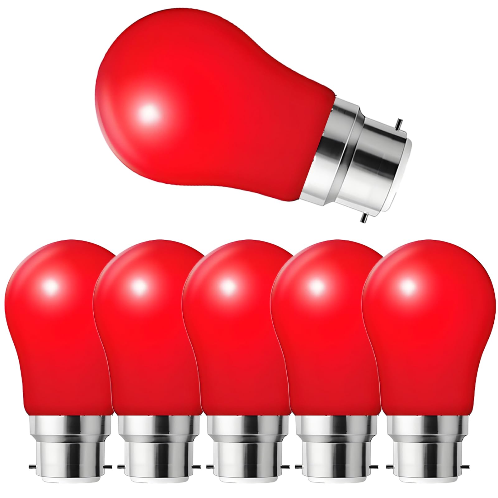 HUAMu B22 Bayonet Coloured LED Bulbs 3W, Equivalent 30 Watt Incandescent, AC 230V, Decoration for Outdoor Indoor String Wedding, Party, Christmas,Red, Pack of 6