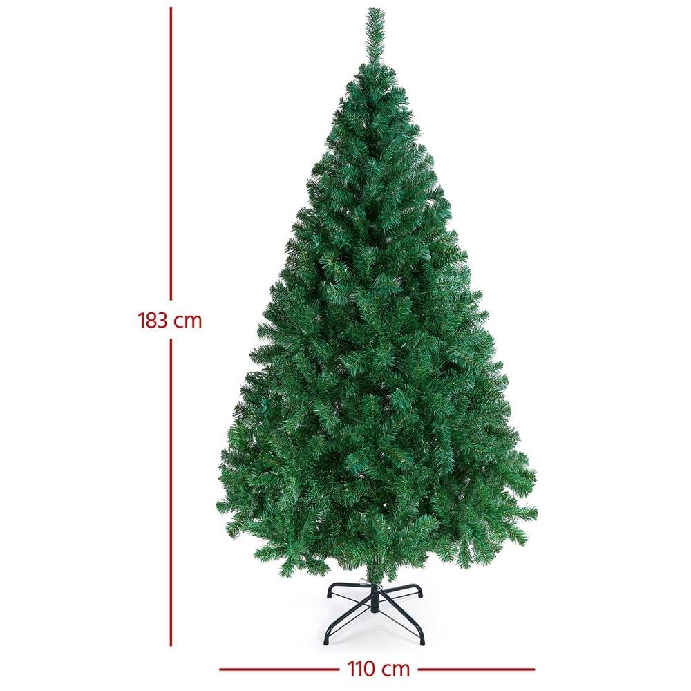 Yaheetech 183cm Künstlicher Weihnachtsbaum Tannenbaum mit 598 Spitzen & Faltbarem Metallständer Christbaum Kunstbaum für Weihnachtsdekoration, Grün