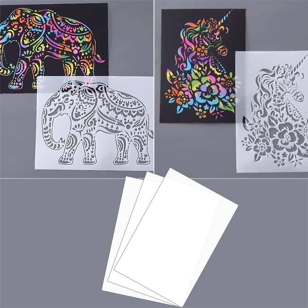 10 Pezzi Fogli da Stencil Bianchi Mylar A4, Quadrati Vuoti in Mylar, Acrilico Trasparente per Taglio Fai-da-te