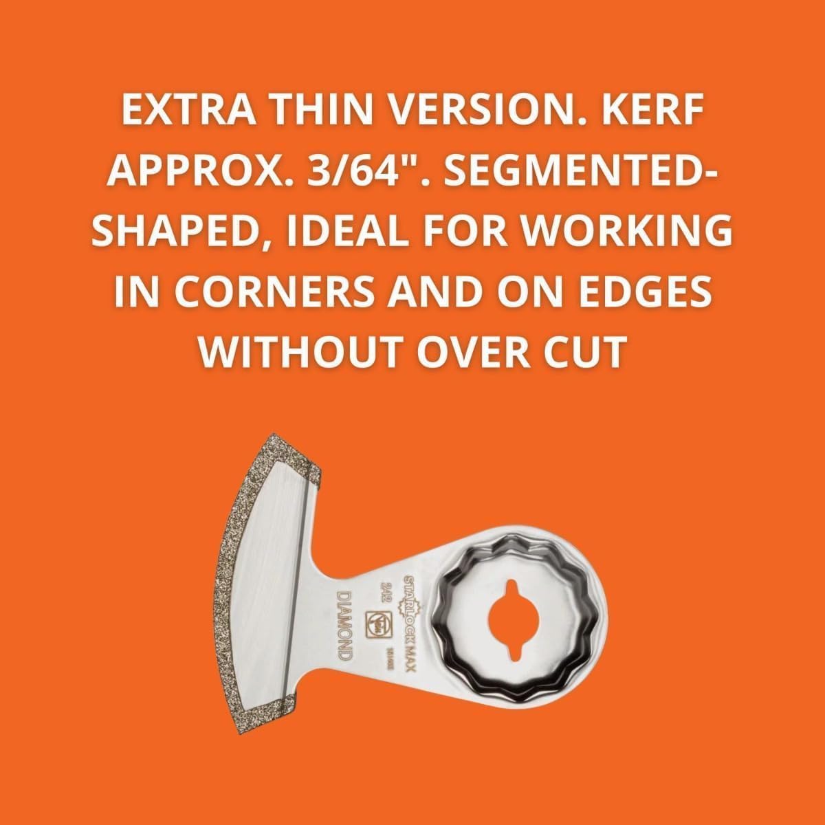 Fein Starlock Max Diamond Segmented Saw Blade for MultiMaster Tools - Precise Marble, Epoxy Resin and Pozzolan Grout Removal, Extra Thin Version, 3/64" Kerf - 63903242210