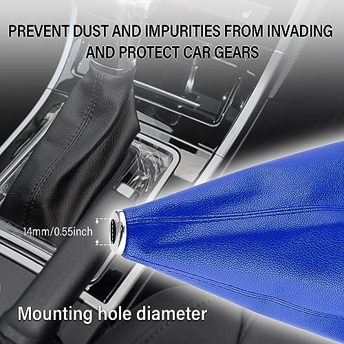Image of Salior Car Shift Boot,Leather Gear Shift Cover Car Accessories Interior Decoration,Universal Dustproof Gear Shifter Cover Fits Car Truck SUV with Manual /Automatic Shift Knob (Blue)