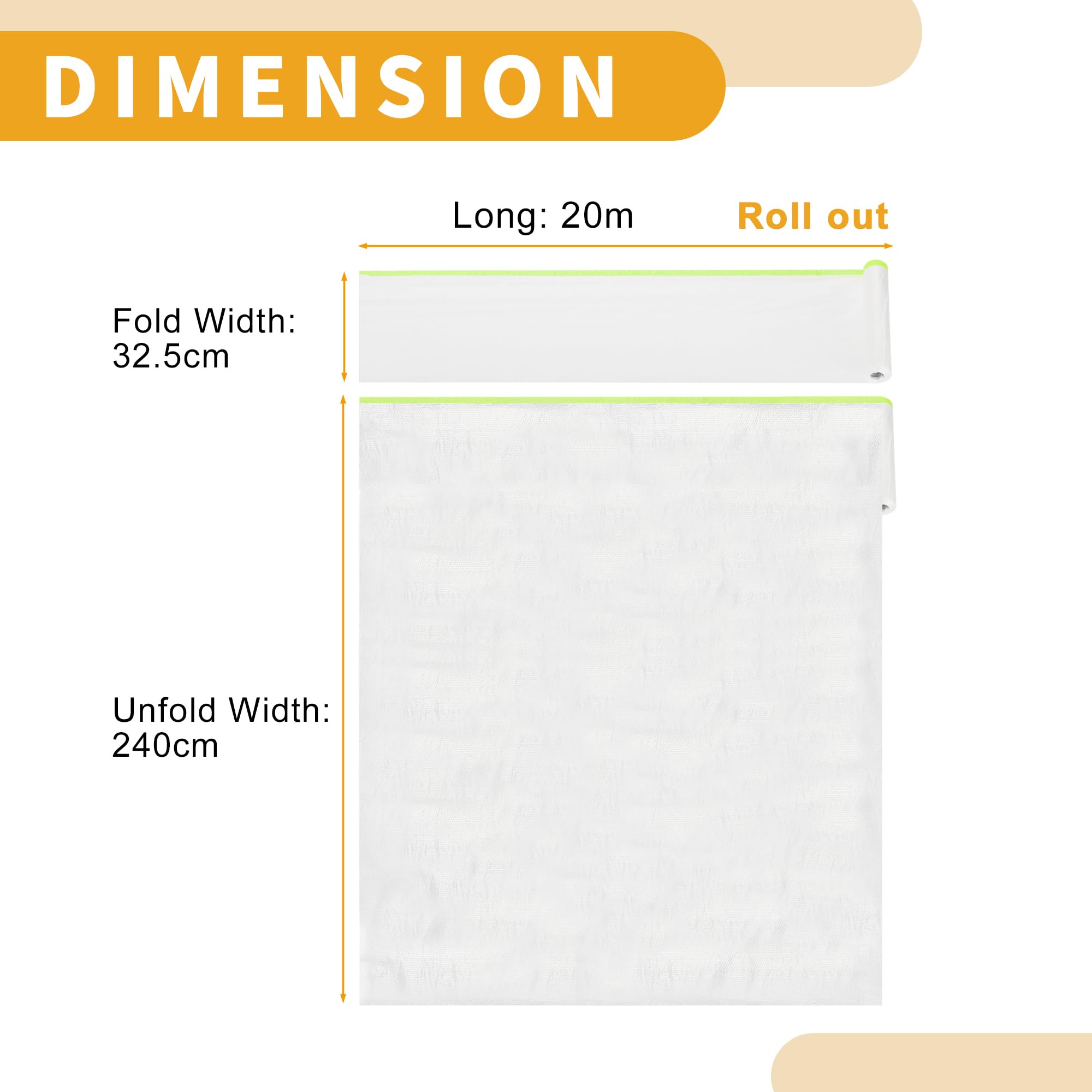 Partuto 1 Pcs Universal Pre-Taped Masking Film Plastic Cover PE Film Paper White Green 240x2000cm / 65.62ftx94.49 - Image 4