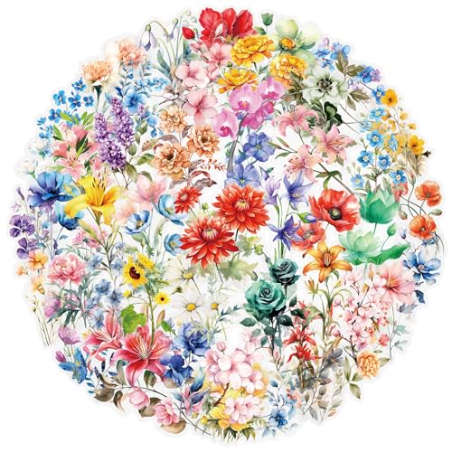 Image of Transparent Flora Scrapbook Stickers Aesthetic Flowers Stickers(C50) | Transparent & Waterproof Sticker for Scrapbook Journal Water Bottle Kindle, DIY Crafts, Party Supplies