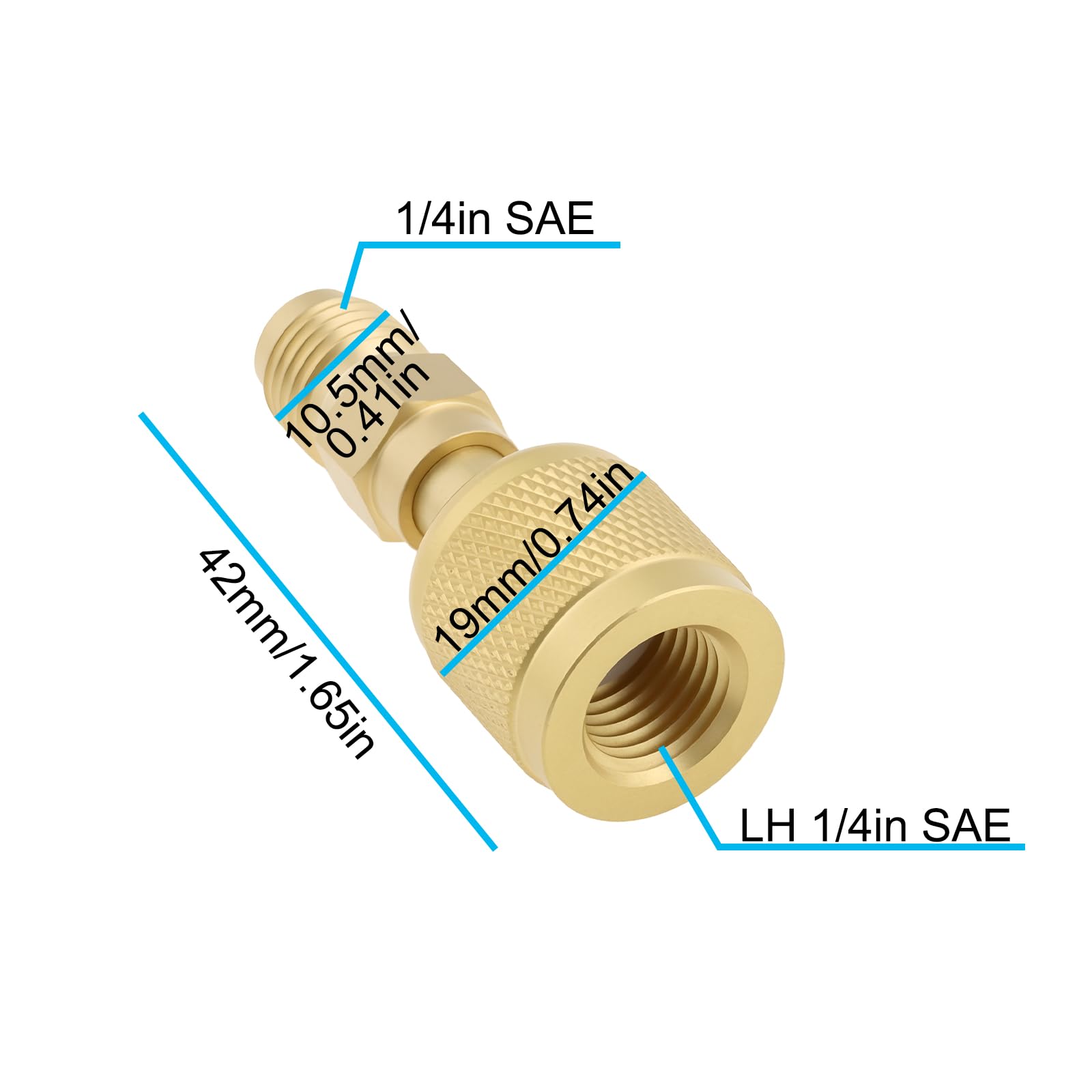 ECSiNG 2 Stück HVAC 1/4" Innengewinde Linksgewinde auf 1/4" Außengewinde Adapter Kompatibel mit A2L R454B/R32 Tanks