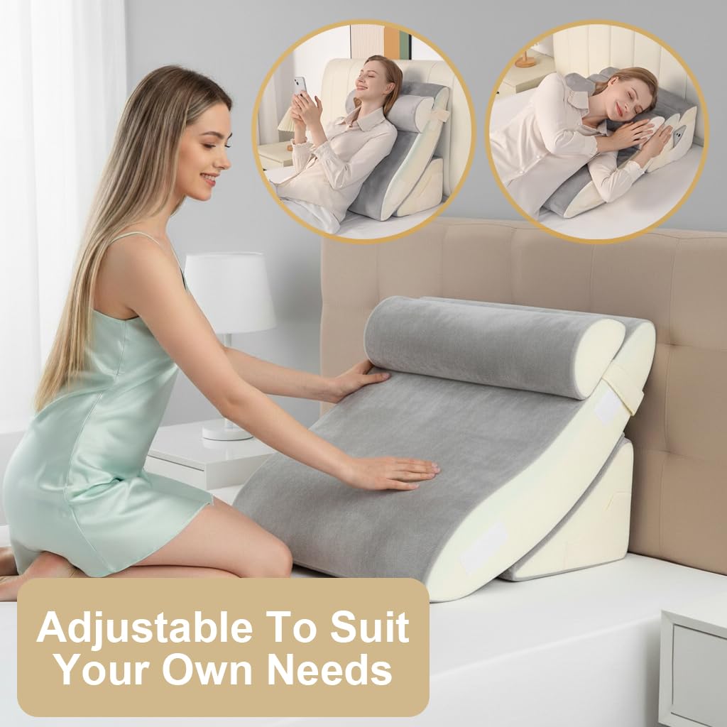 6PCS XL Orthopedic Bed Wedge Pillow For Sleeping, Gel