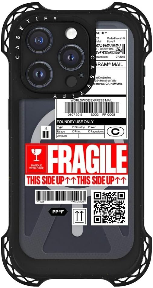 CASETiFY Ultra Bounce Case for iPhone 15 Pro [10x Military Grade Drop Tested / 32.8ft Drop Protection/Compatible with Magsafe] - PP-0008 - Clear Black - Image 2