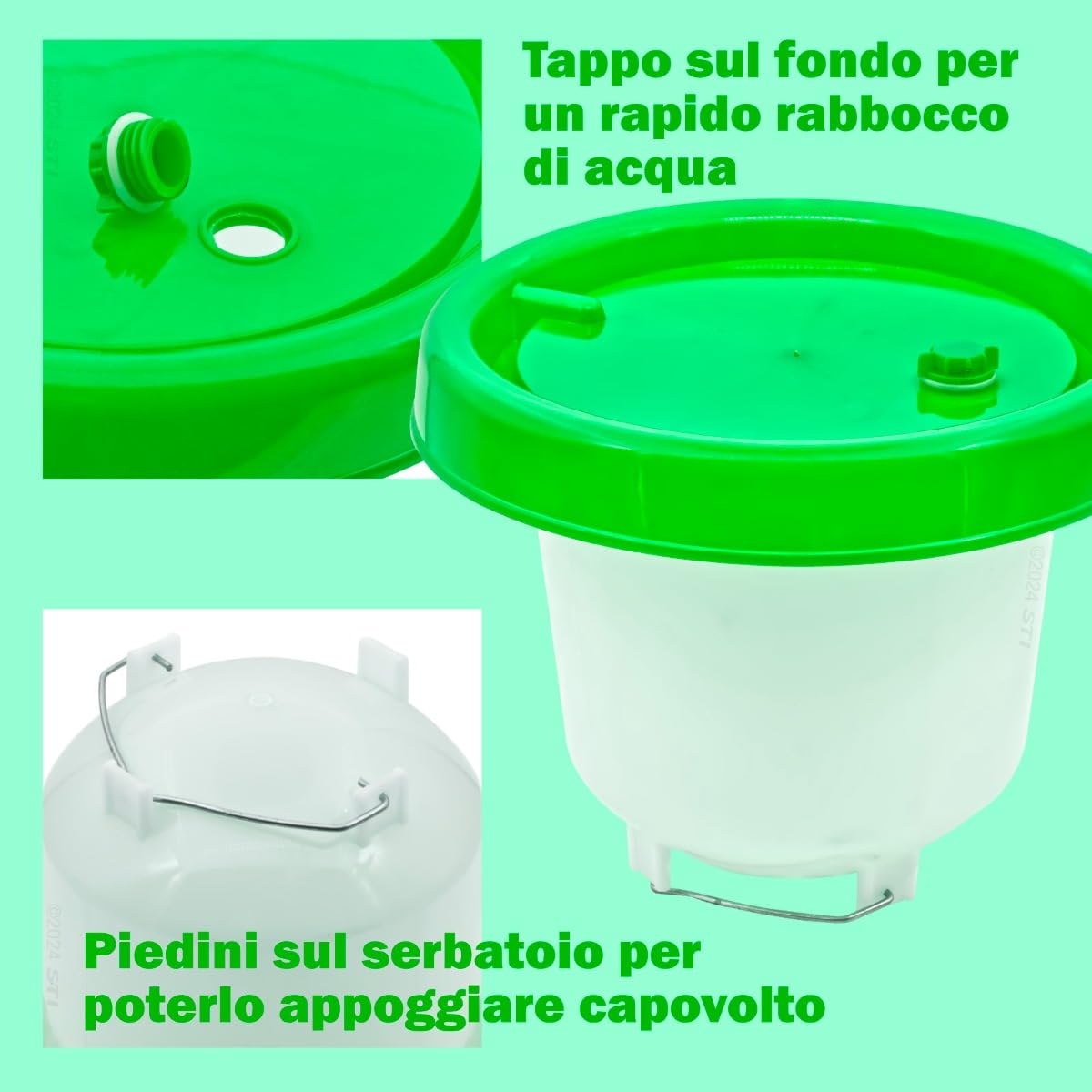 STI Set Mangiatoia 6kg + Abbeveratoio 5L kit distributore mangime acqua per polli pollame galline alta qualità Verde