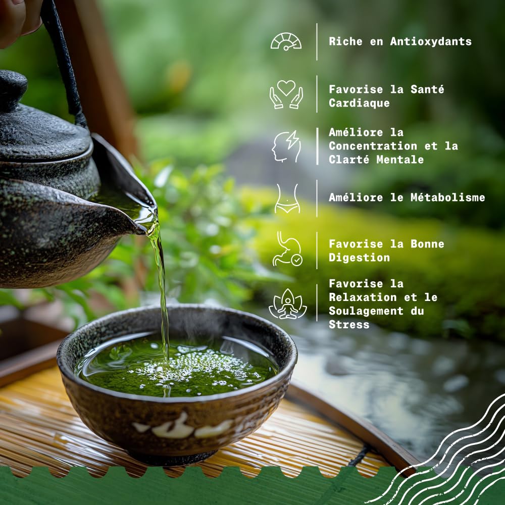 NaturaleBio Thé vert Sencha Japonais Bio - Upper grade - de 200g. Bio, Naturel et Pur, Thé vert en vrac de première récolte cultivée au Japon. Organic Japanese Sencha Green Tea.