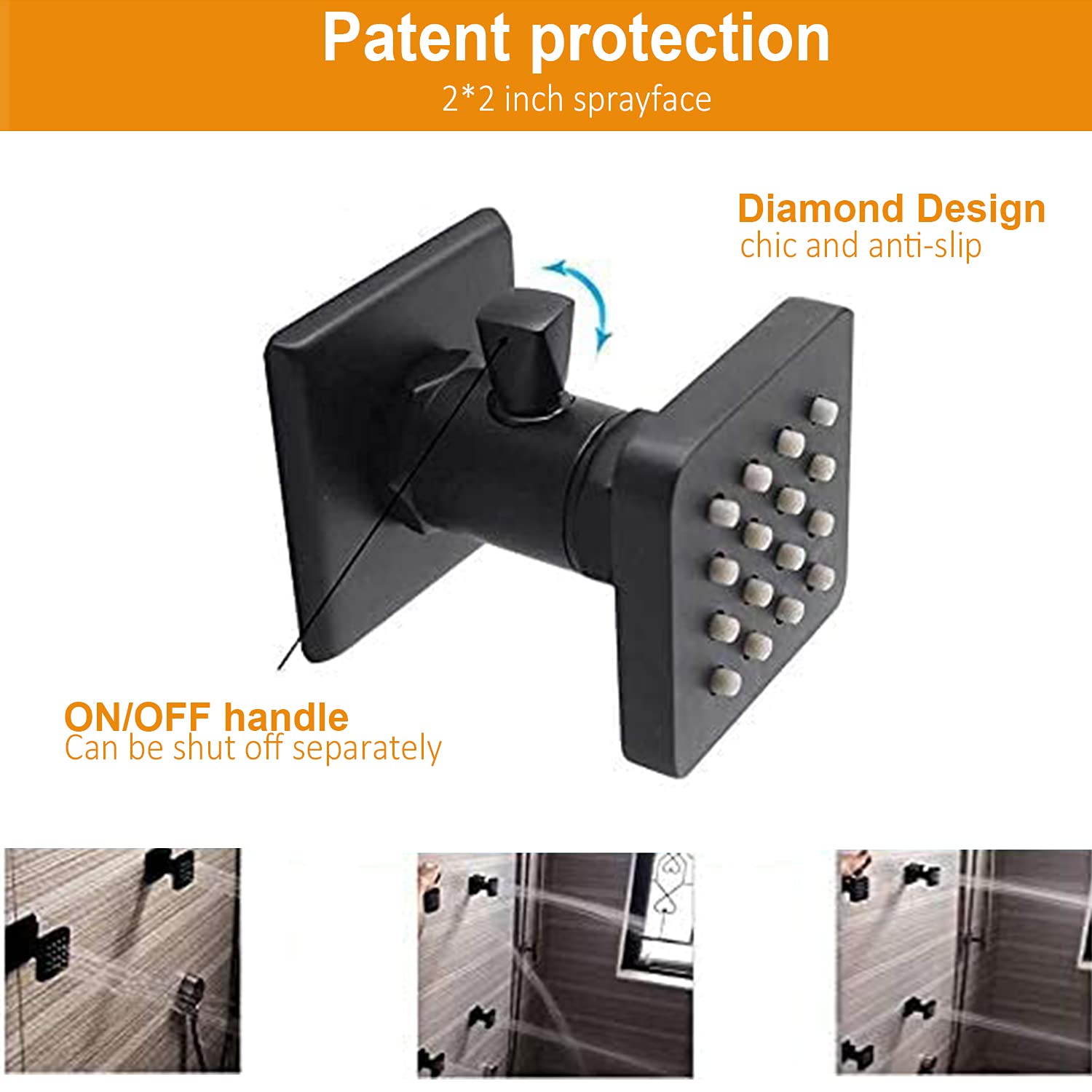 Shower Jets System, HOMEDEC 16 Inch LED Ceiling Rainfall Shower Head with 6pcs High Pressure Body Sprayers (Volume Adjustable) and Handheld, Rough-in Mixer Valve Included Shower Combo Set, Black