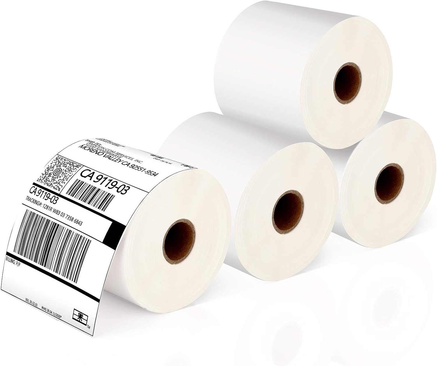 MORE FREE-4 rollos (2000 etiquetas) Etiquetas Térmicas de envío, 4 "x 6", Etiquetas de Rollo etiquetas impermeables para el transporte,Etiqueta (100 mm x 150 mm) para embalaje (500/rollo x 4 rollos)