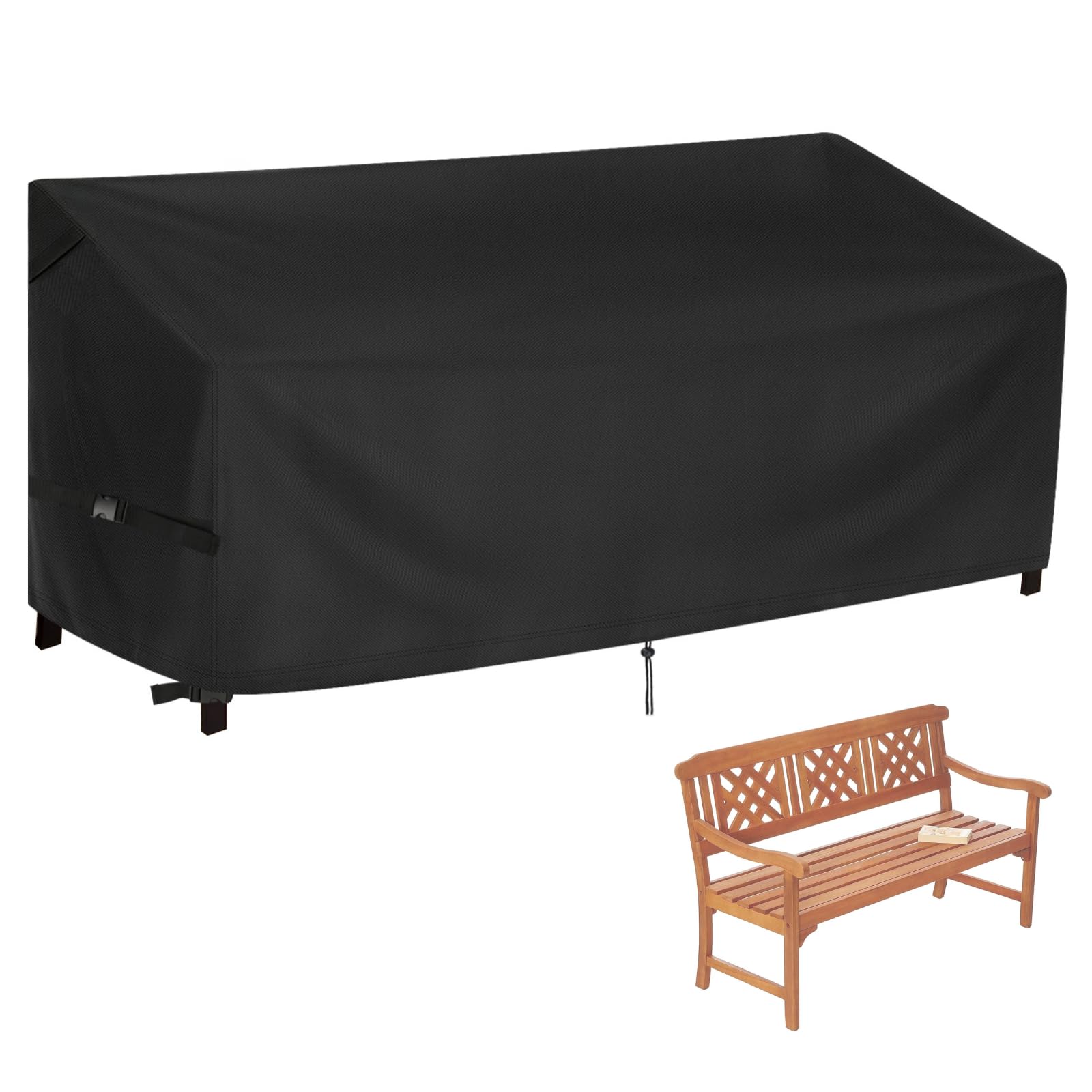 Flymer Garden Bench Cover Waterproof Windproof, 155 x 70 x 90/75 cm