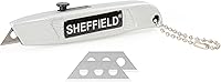 Vista 1 de Sheffield 12245 Mini cuchillo utilitario retráctil Mini boxcutter, cuerpo de metal, estilo clásico, viene con una cadena que le permite