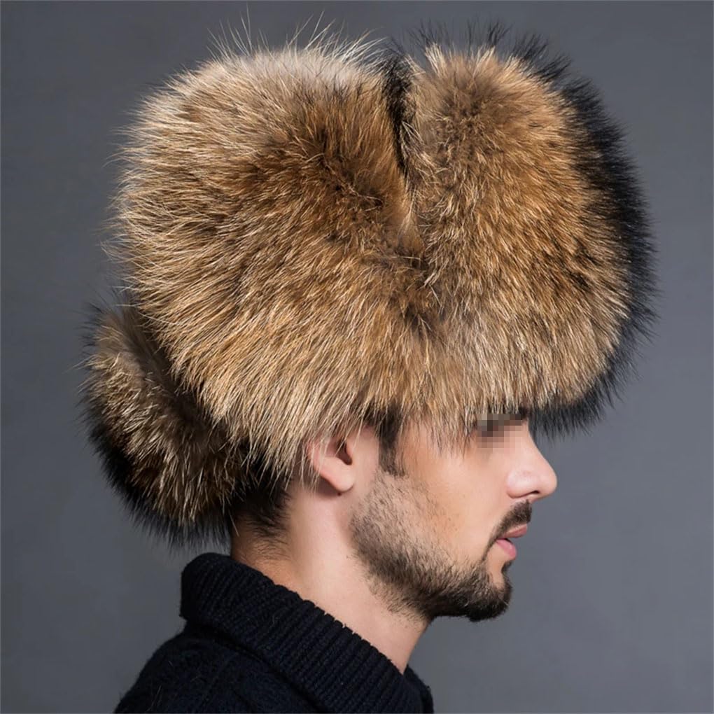 Jegsnoe Bomber in Pelliccia da Uomo Invernale Cappello Colbacco in Pelliccia Cappello da Cacciatore Cappelli da Sci da Uomo Russi Berretti in Pelle