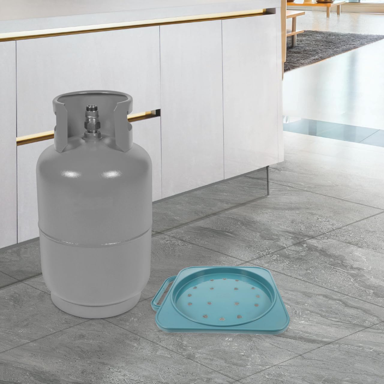 Supporto per Bombola Gas con Ruote e Maniglia in Pp Base Mobile per Bombola di Gas per Uso Cucina Facile da Spostare e Stabile