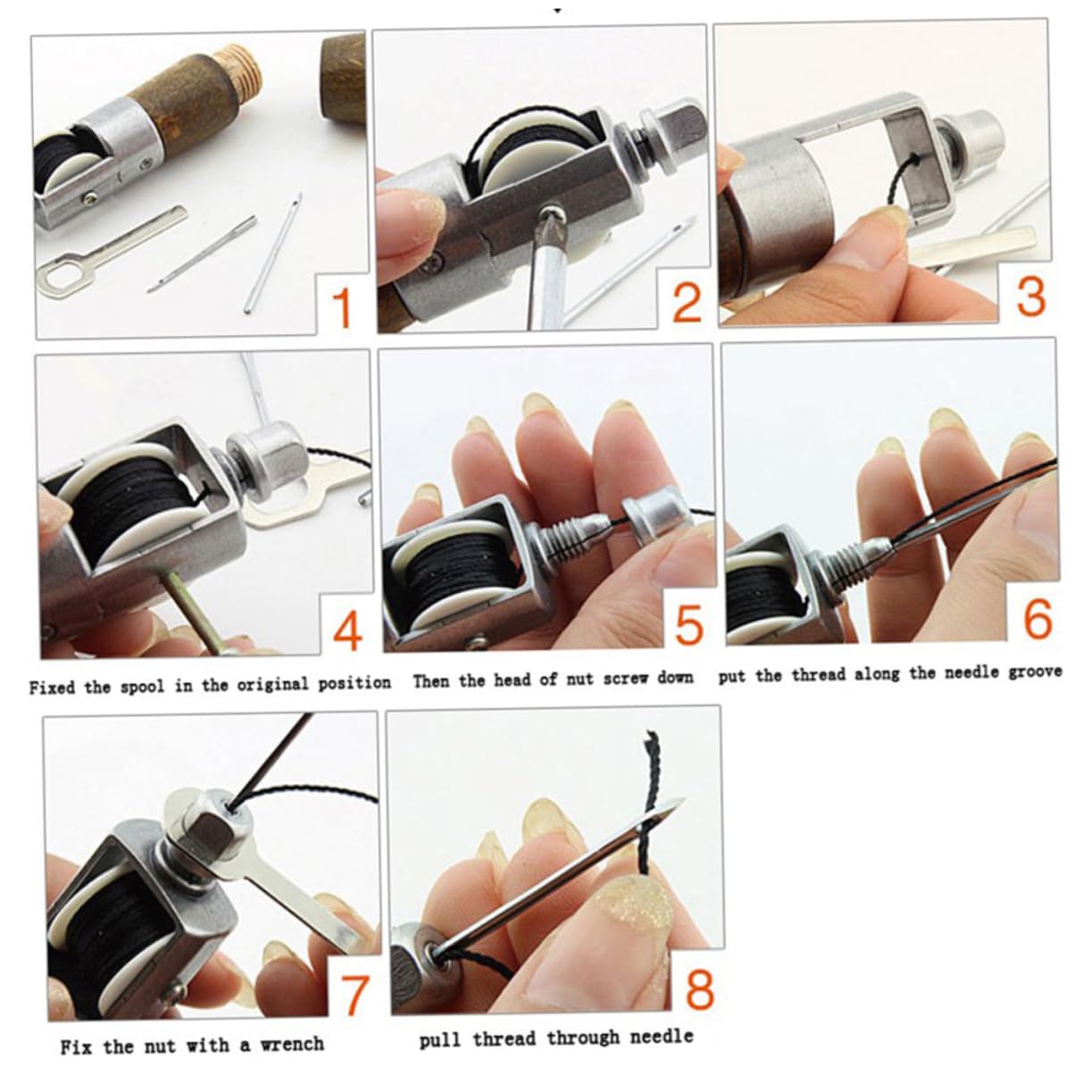 NUOBESTY 2piezas Herramientas De Costura De Cuero Kit De Costura Manual Para Zapatos Bolsos y Decoración Del Hogar Incluye Máquina De Coser y Accesorios De Arte