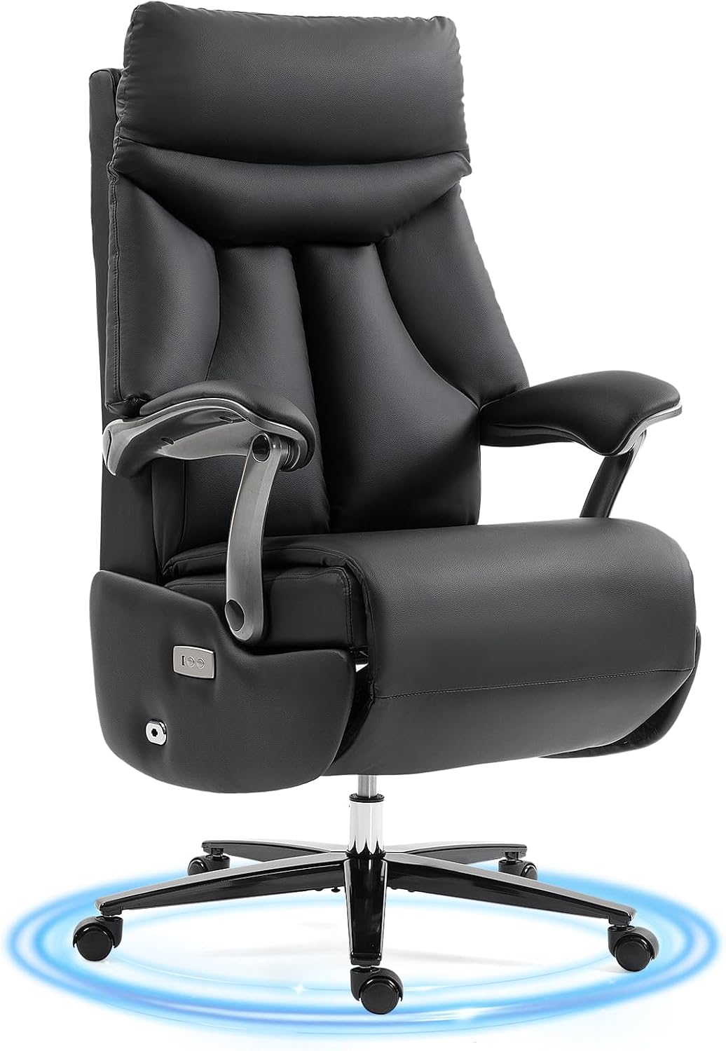 ECOTOUGE Electric Executive Office Chair with Footrest, 400LBS Big and Tall Office Chair, Comfortable Ergonomic Recliner Chair for Home Office, Studio or Gaming Room, Black