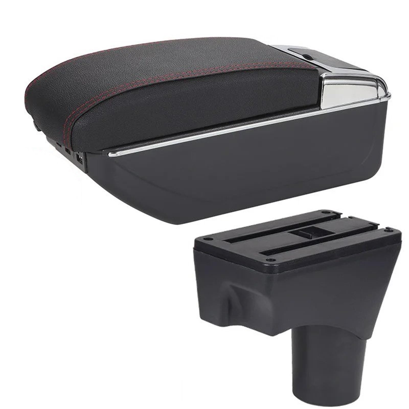 Hguvsjd Armrest Box For Nissan For March For Micra K13 For Sunny 2010-2022 Armrest Storage Box Retrofit Parts Accessories Car Armrests(B Black red 7USB)