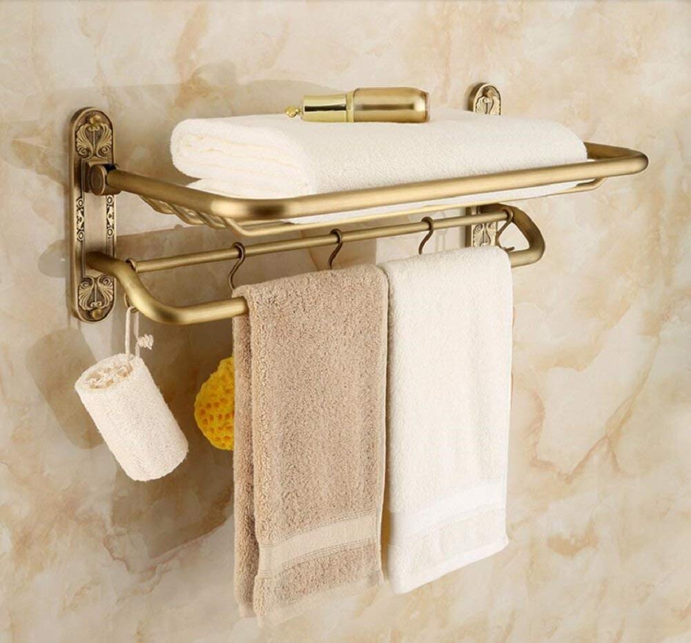 Étagère de salle de bain pliante rétro en cuivre pour optimiser votre espace