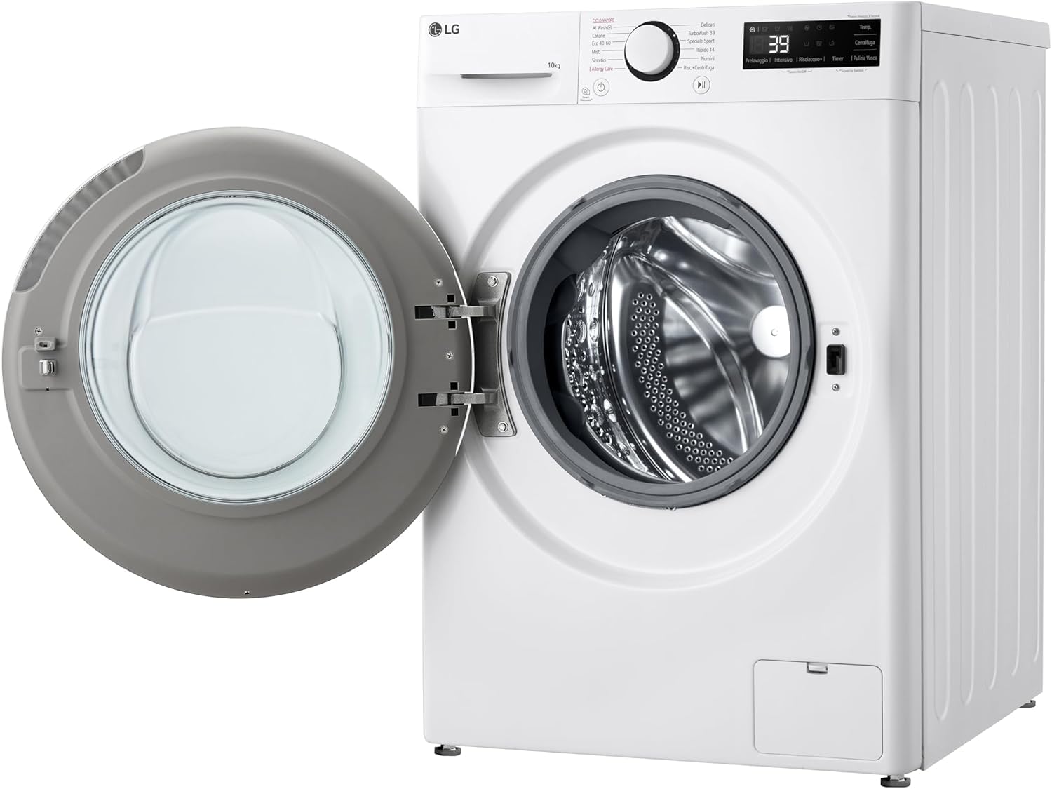 LG AI DD F4WR6010AGW Lavatrice 10 kg Serie R5, Carica Frontale, Classe A-10%, 1400 giri, TurboWash 360, Lavaggio a vapore, Motore Direct Drive, Smart Diagnosis, Libera installazione, Bianca