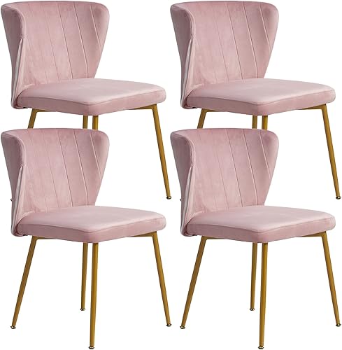 Qtivii Juego de 4 sillas de comedor de terciopelo sillas de comedor tapizadas con patas de metal silla de comedor moderna para comedor cocina