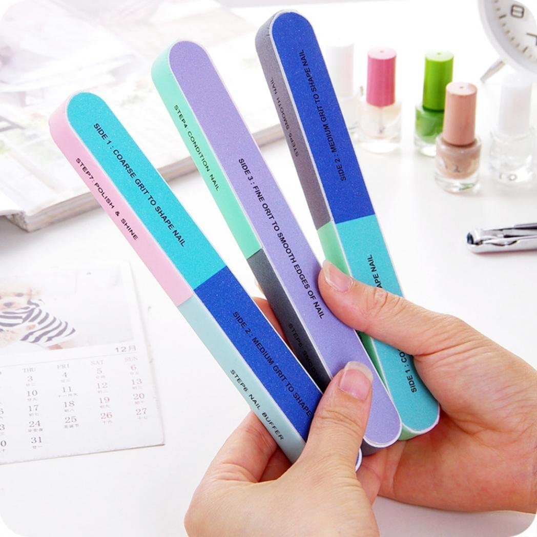 A2k Zone Nail Buffer Nail Sponge File Manicure Pedicure Sanding Surface Tools 7 Double-sided Professional, Multi Color 1 Pcs.